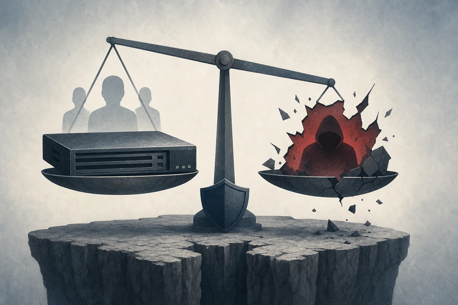 AI-generated story-specific editorial illustration for NetScaler’s SAML zero-day turns patching into an availability-and-compromise decision.