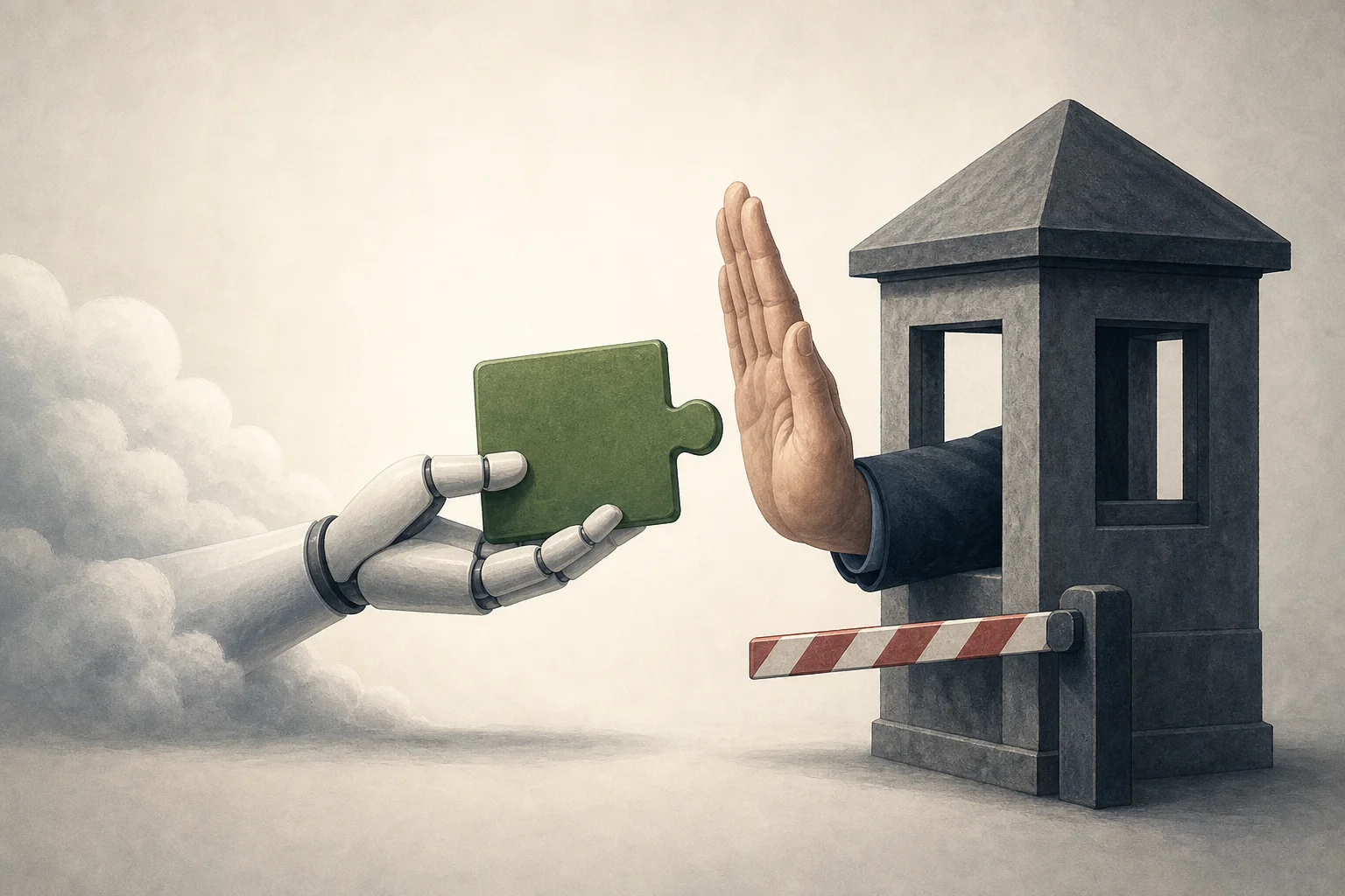 AI-generated story-specific editorial illustration for Schema-Safe Agents Still Need an Authority Layer.