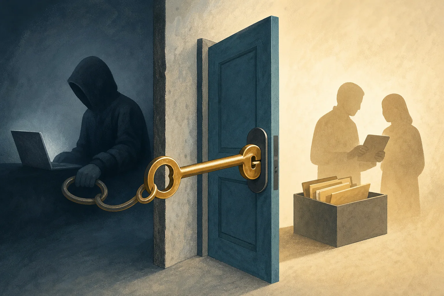 AI-generated story-specific editorial illustration for Third-Party Access Is the Boundary That Matters in LiteLLM and ENGIE Breaches.