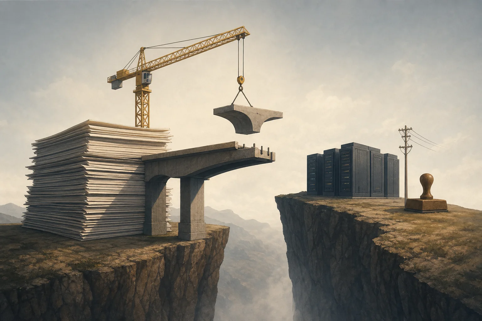 AI-generated story-specific editorial illustration for AI Compute’s Real Constraint Is Delivery, Not the Size of the Commitment.