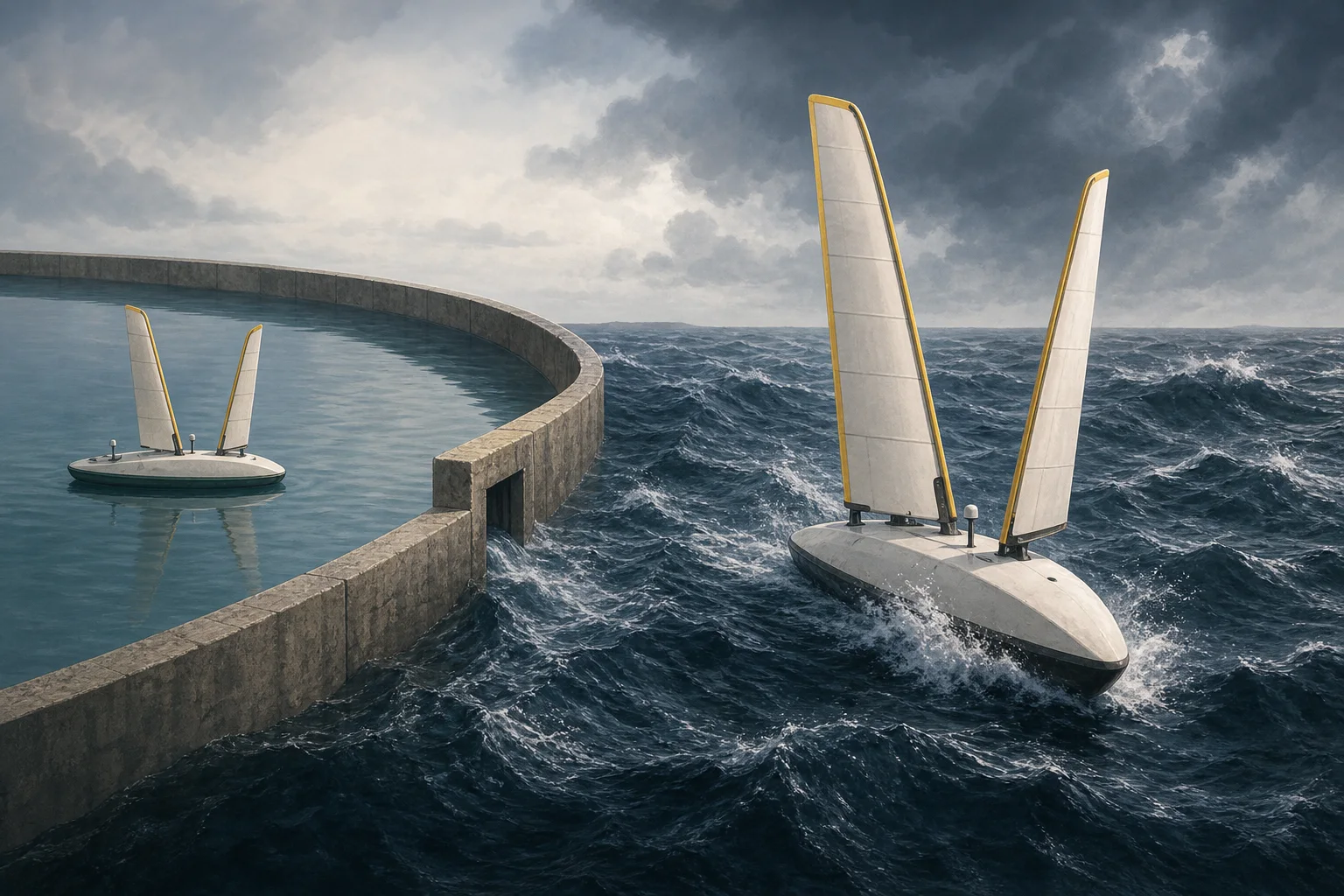 AI-generated story-specific editorial illustration for Physical AI Meets the Open Water: ALBATROSS Shows Why Adaptation Depends on More Than an Algorithm.