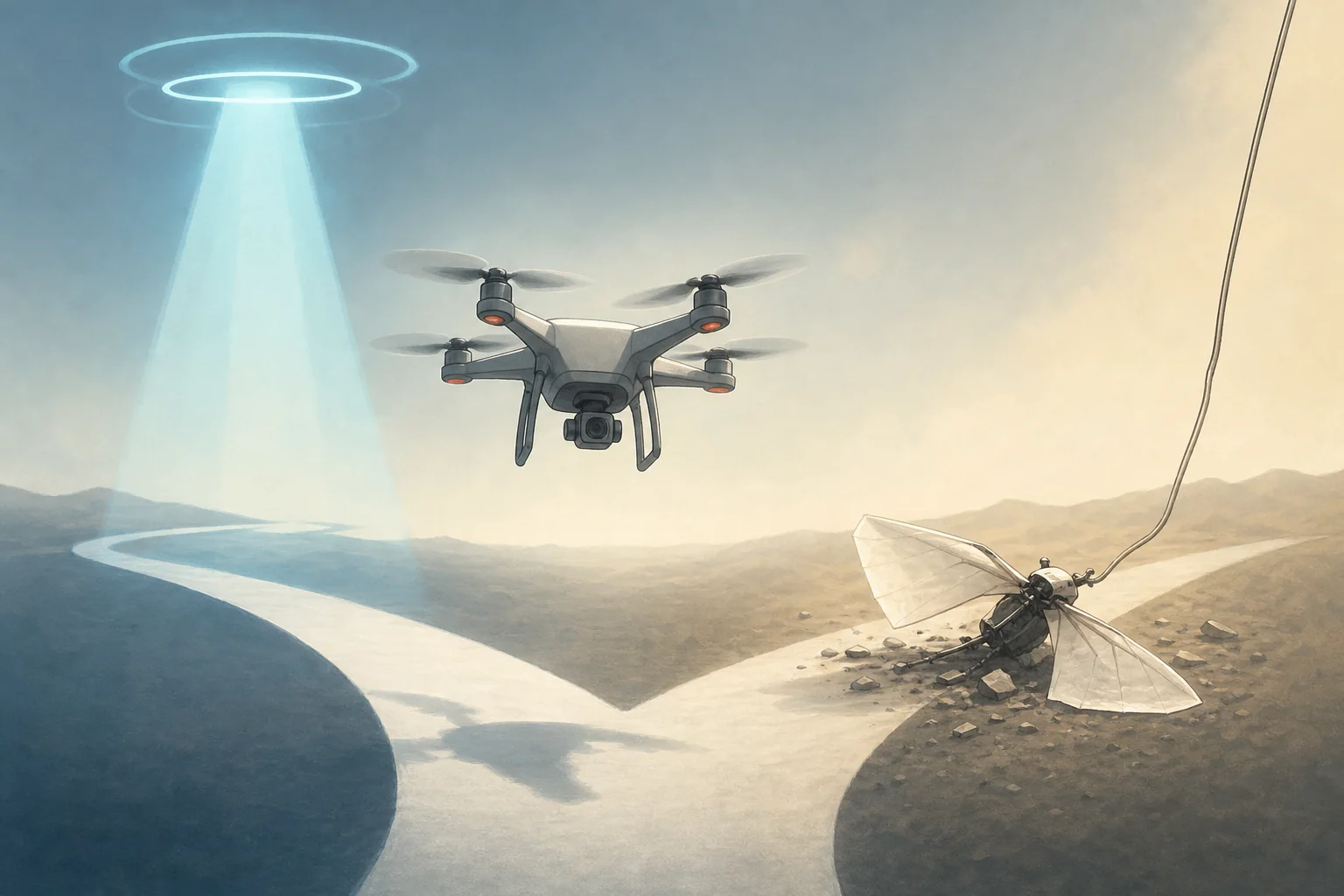 AI-generated story-specific editorial illustration for Endurance and resilience solve different failure modes in autonomous flight.