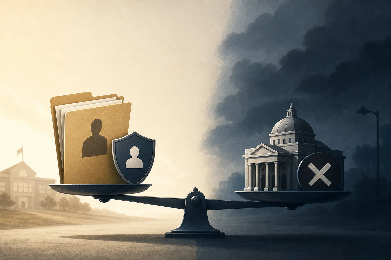AI-generated story-specific editorial illustration for Stolen records and stopped systems demand different first moves.