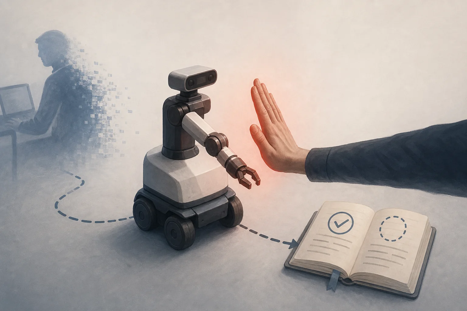 AI-generated story-specific editorial illustration for Robot Recovery Needs Both Memory and a Fast Stop Button.