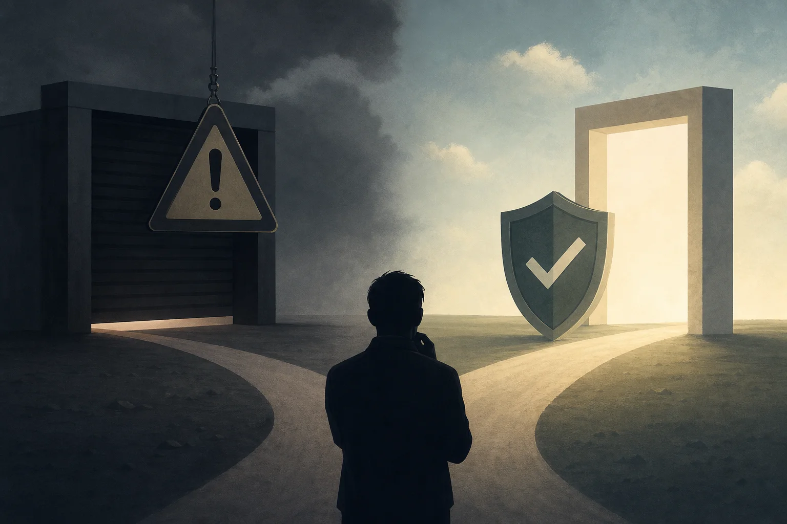AI-generated story-specific editorial illustration for Kiteworks’ Shutdown Warning and CISA’s KEV Actions Mark Different Stages of Cyber Risk.