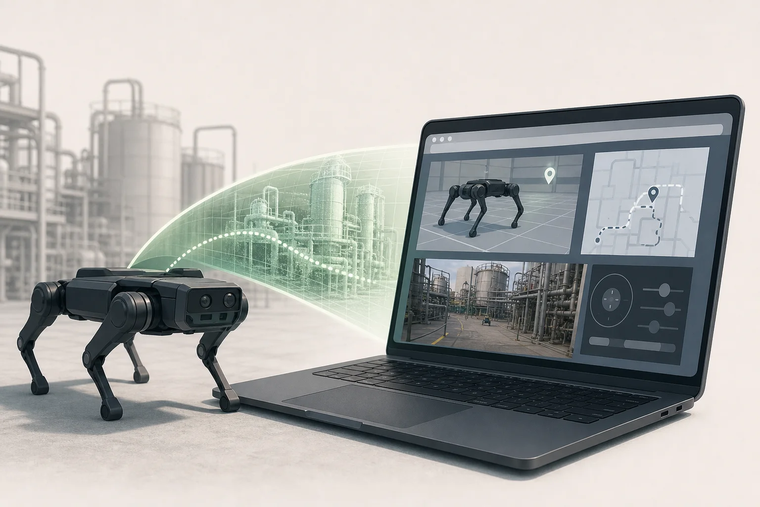 AI-generated story-specific editorial illustration for Scan and OLO package robotics deployment around a browser workflow.