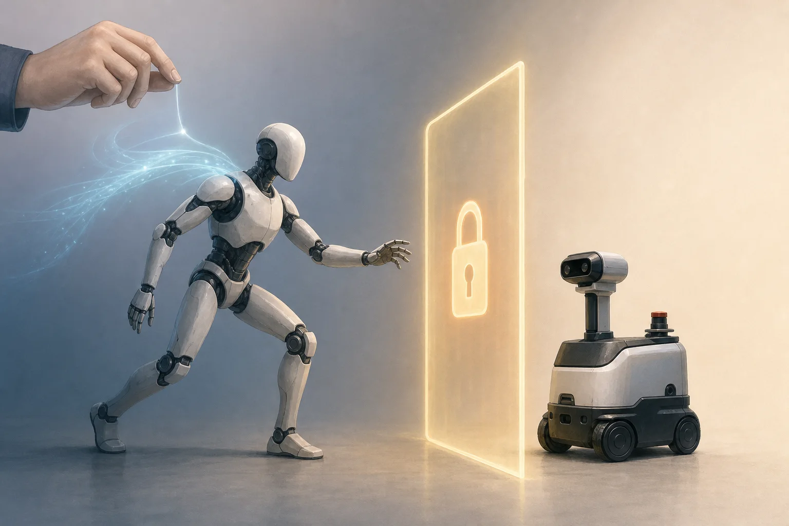 AI-generated story-specific editorial illustration for Frozen Skills Need Guardrails: What Home Robots Can Learn From Promptable Humanoids.