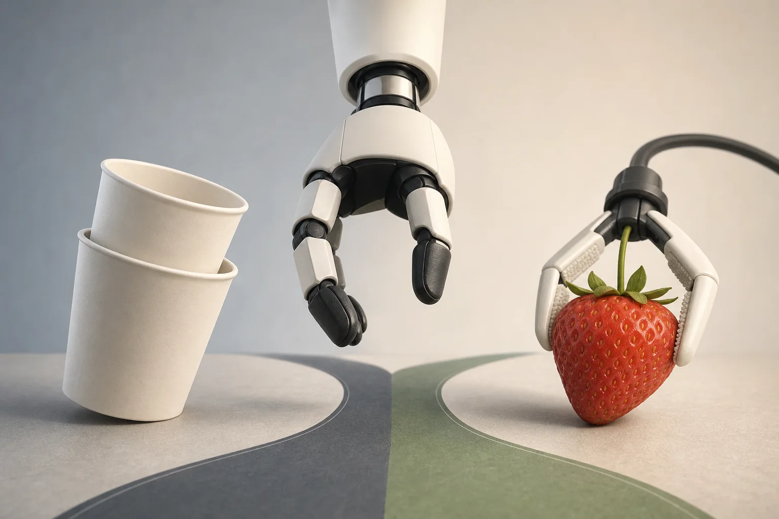 AI-generated story-specific editorial illustration for When Vision Is Not Enough: Tactile Prediction and Vision-Led Imitation Take Different Routes to Delicate Robot Work.