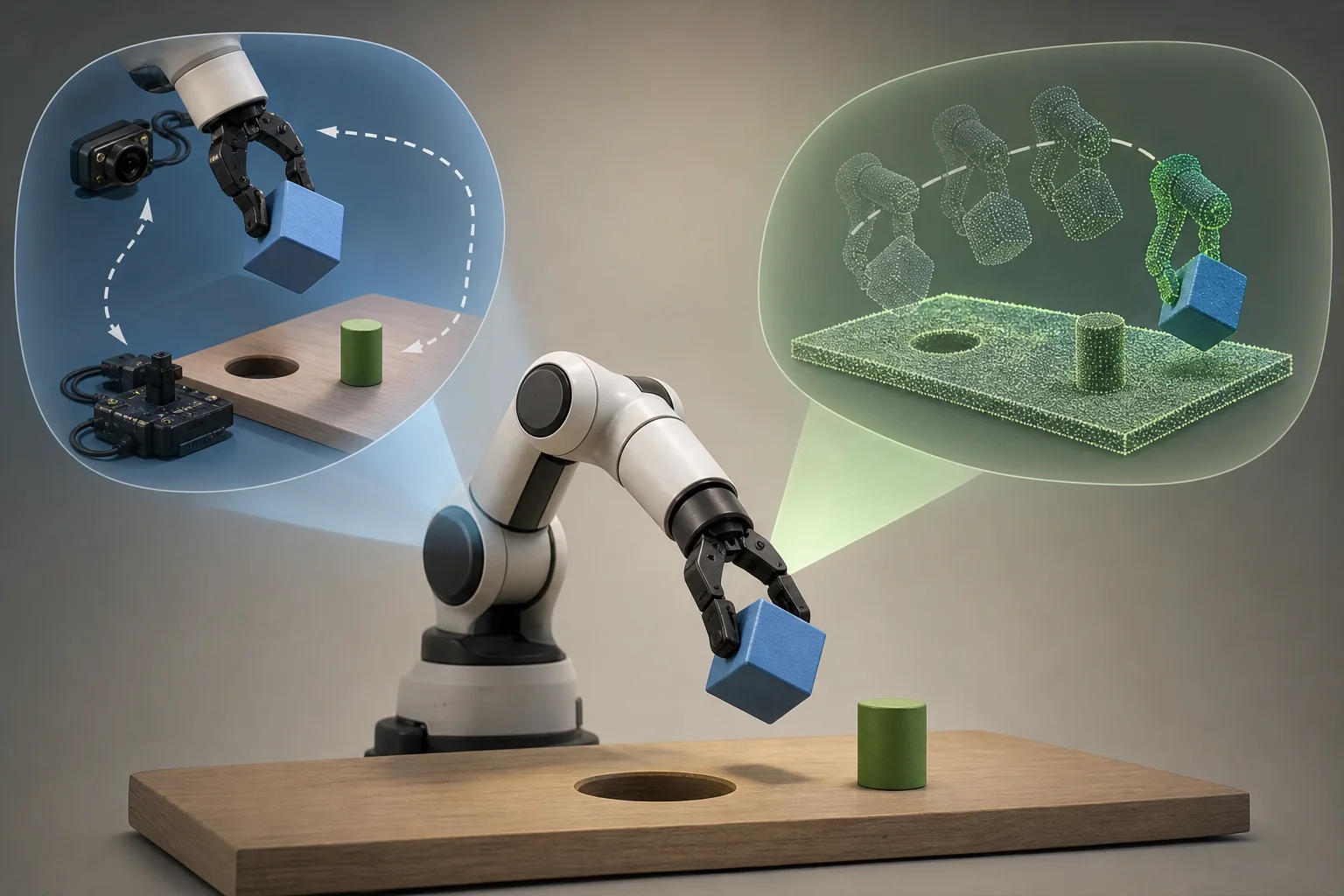 AI-generated story-specific editorial illustration for Robot Autonomy Has Two Bottlenecks: Acting on Feedback and Modeling What Comes Next.