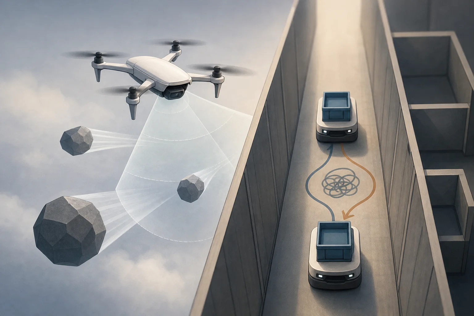 AI-generated story-specific editorial illustration for A Flight-Safety Proof Does Not Solve a Corridor Deadlock.
