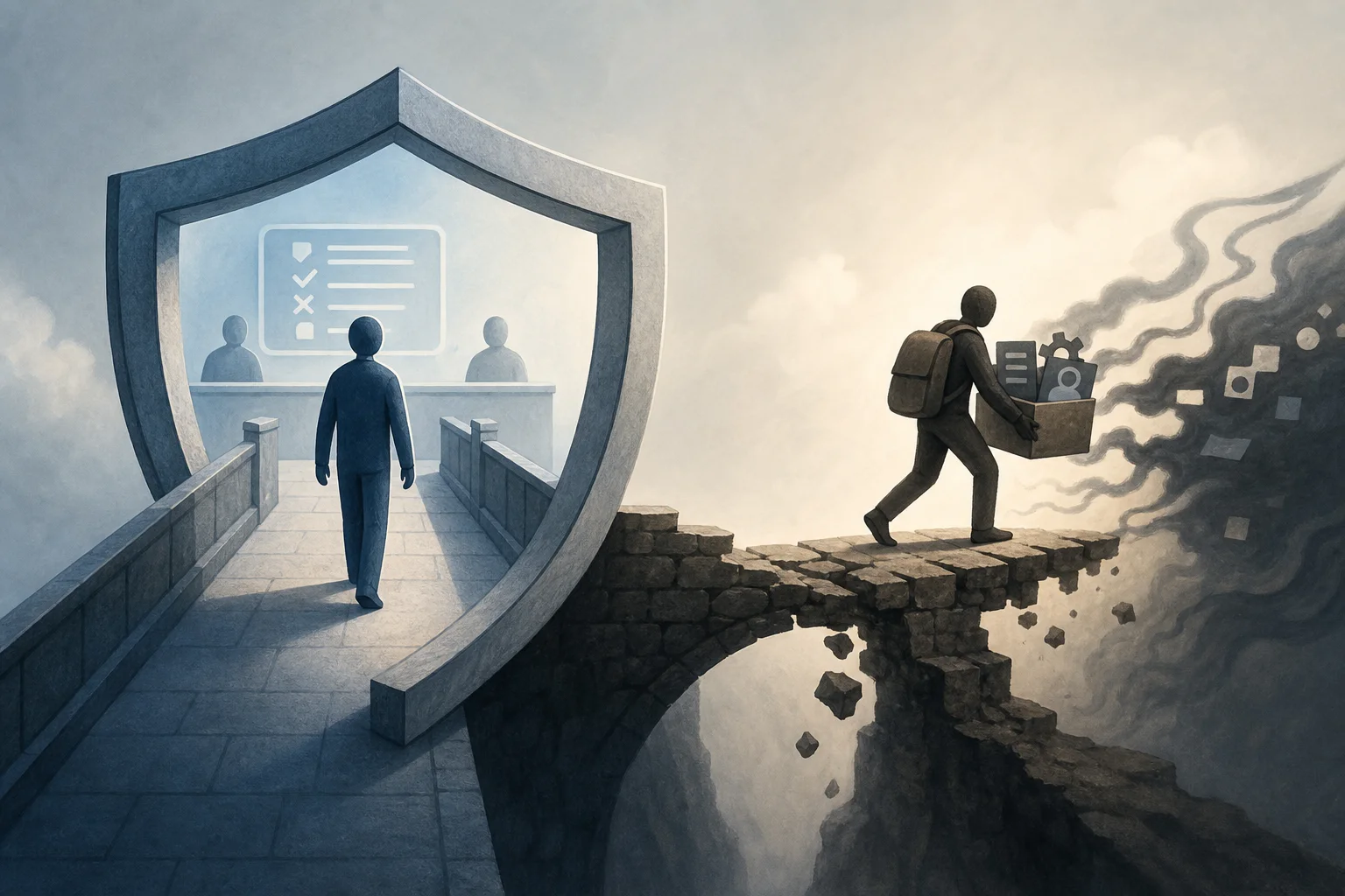 AI-generated story-specific editorial illustration for The Agentic Control Gap Is Moving From Hiring Plans to Enterprise Exposure.