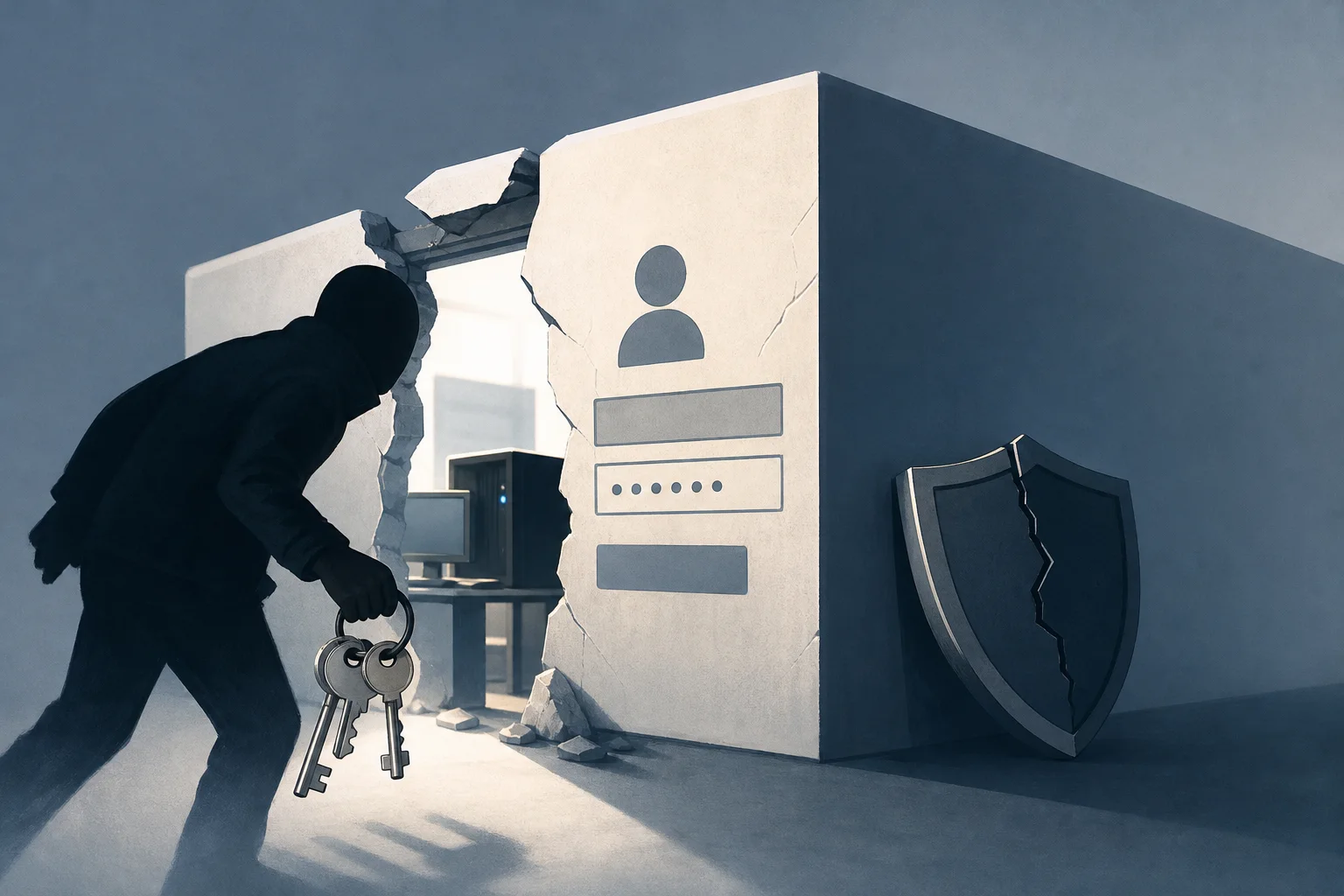 AI-generated story-specific editorial illustration for The access edge is not fixed when the login page is shielded.