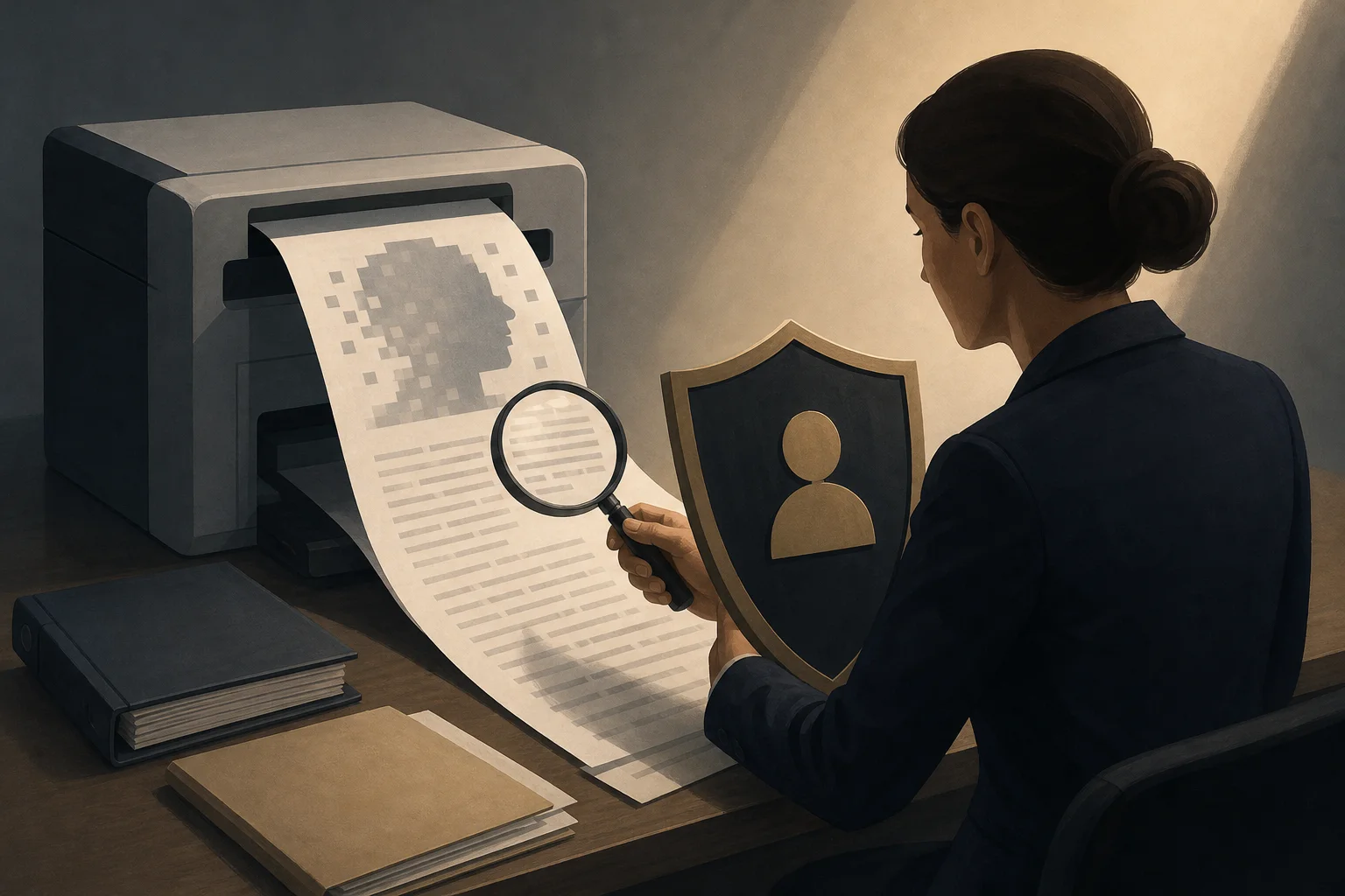 AI-generated story-specific editorial illustration for AI’s Workplace Value Is Moving to the Point of Accountability.