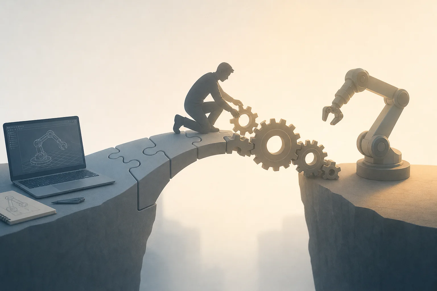 AI-generated story-specific editorial illustration for ROS Maintenance Work Sets the Test for Qualcomm’s MoveIt Production Ambition.