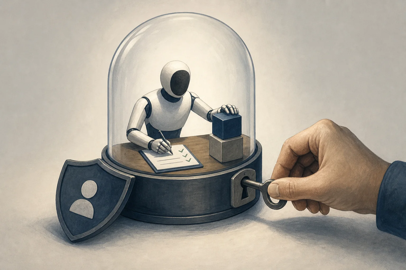 AI-generated story-specific editorial illustration for AI control is becoming a system-design problem, not just a policy pledge.