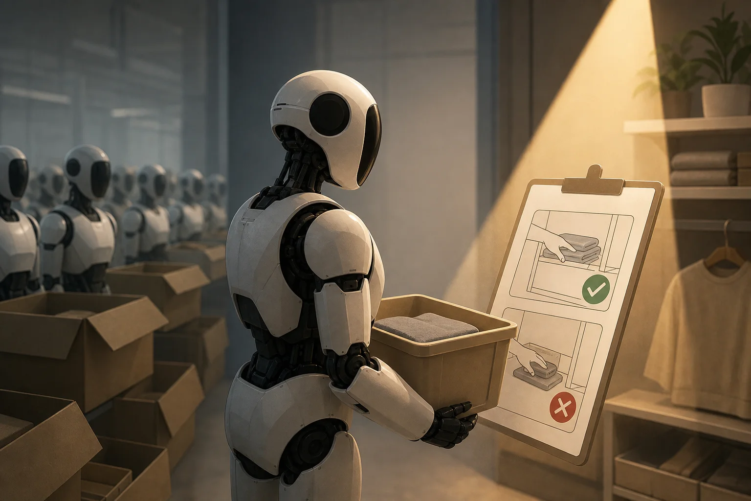 AI-generated story-specific editorial illustration for Agibot’s shipment lead raises a harder question: what do deployments reveal about language-grounded robot behavior?.