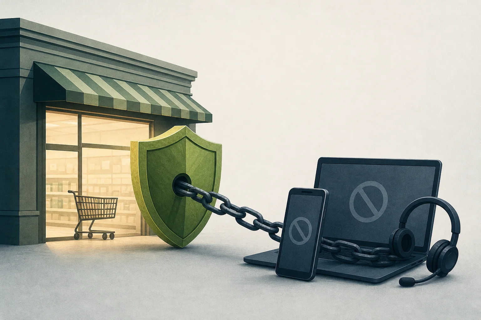 AI-generated story-specific editorial illustration for Ahold Delhaize’s Offline Systems Show How Retail Cyber Response Can Shift Disruption to Digital Operations.