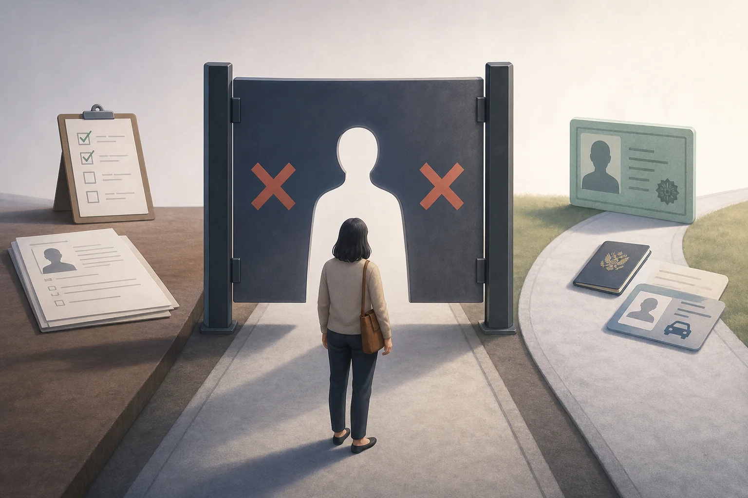 AI-generated story-specific editorial illustration for Exact Inputs, Different Stakes: The Shared Fragility of Hiring Forms and Digital Voting ID.
