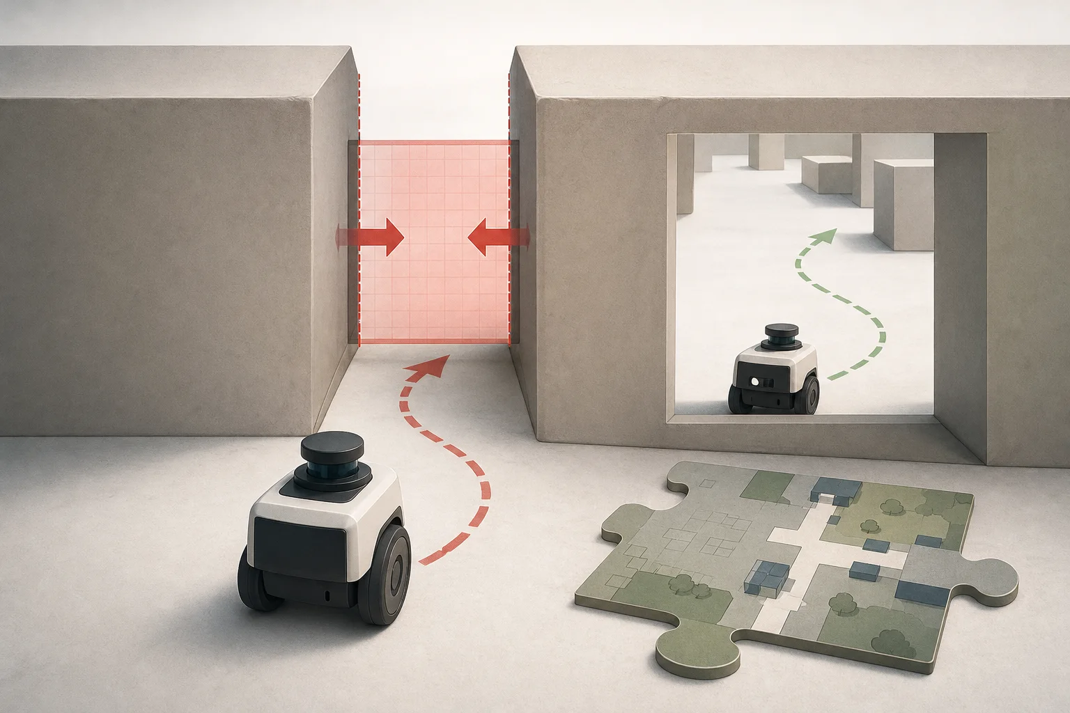 AI-generated story-specific editorial illustration for Navigation Safety Needs a Body Model—and Simulation Worlds Built to Expose Its Limits.