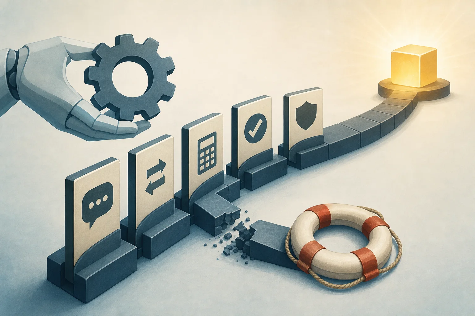 AI-generated story-specific editorial illustration for Trustworthy AI Agents Need Exact Tools—and a Way to Finish What They Start.