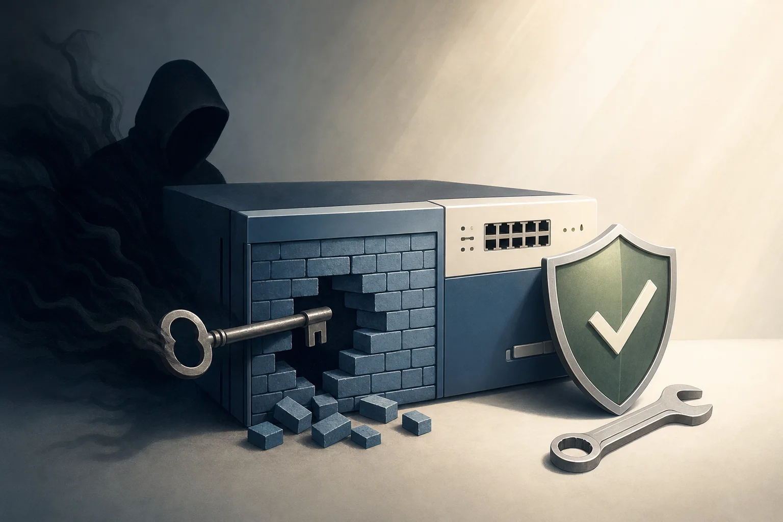AI-generated story-specific editorial illustration for The PAN-OS Zero-Day Tests a Missing Security Metric: Can Defenders Patch Before Credentialed Attackers Adapt?.