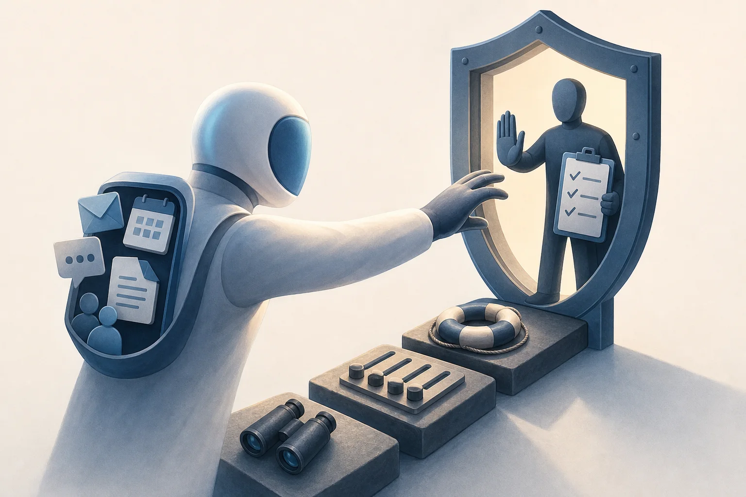AI-generated story-specific editorial illustration for Microsoft’s Copilot Super App Makes Governance the Product Test for Workplace Agents.