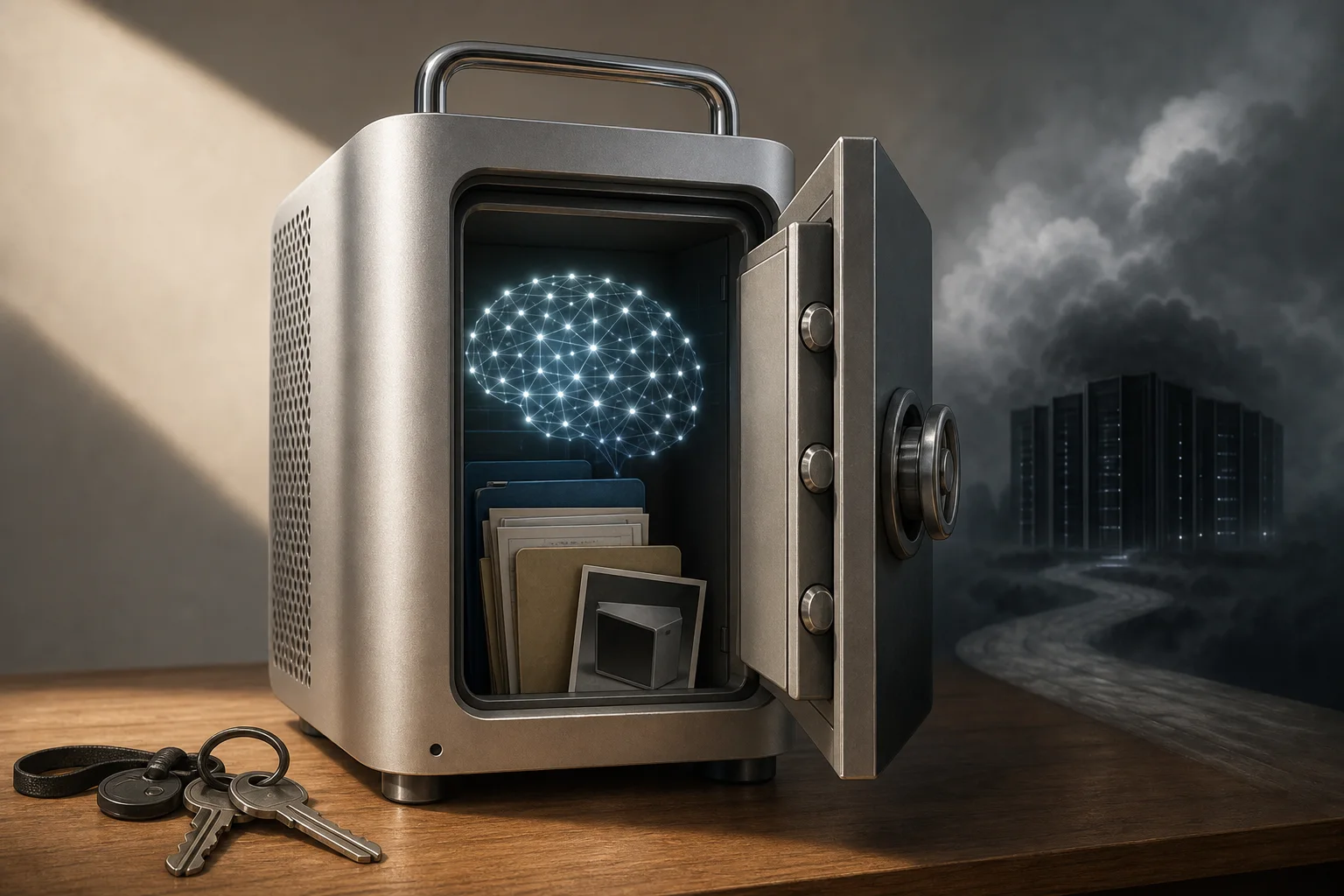 AI-generated story-specific editorial illustration for Local AI’s real constraint is not just model size—it is control, reliability, and hardware supply.