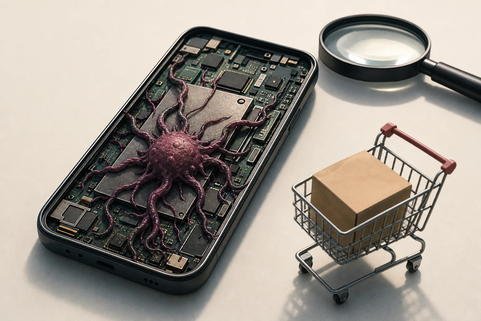 AI-generated story-specific editorial illustration for Preinstalled Android Malware Turns Low-Cost Procurement Into a Firmware-Provenance Test.
