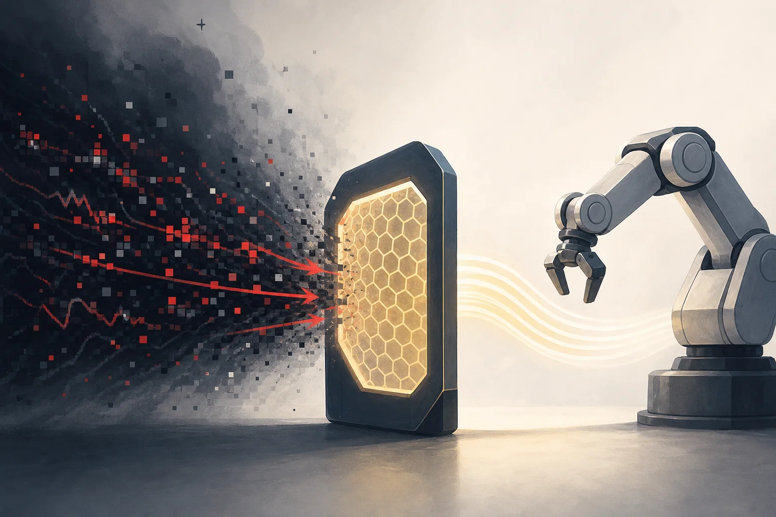 AI-generated story-specific editorial illustration for A ROS 2 Firewall Makes Cross-Layer Safety Concrete—But Its Evidence Is Still Narrow.