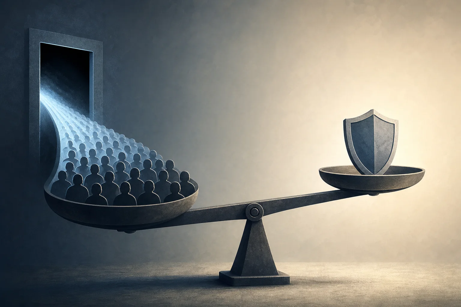 AI-generated story-specific editorial illustration for AI Is Expanding Both Sides of Cyber Operations—But the Defender’s Proof Bar Is Higher.
