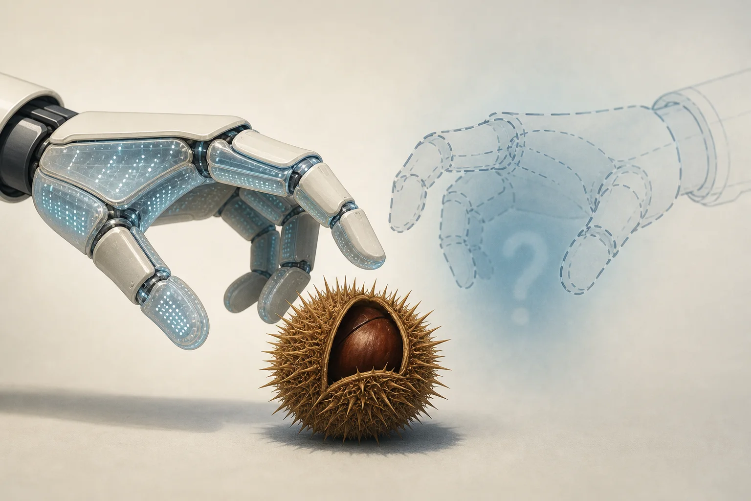 AI-generated story-specific editorial illustration for Robots Can Feel Contact—or Learn to Guess It. The Choice Changes What Failure Looks Like.