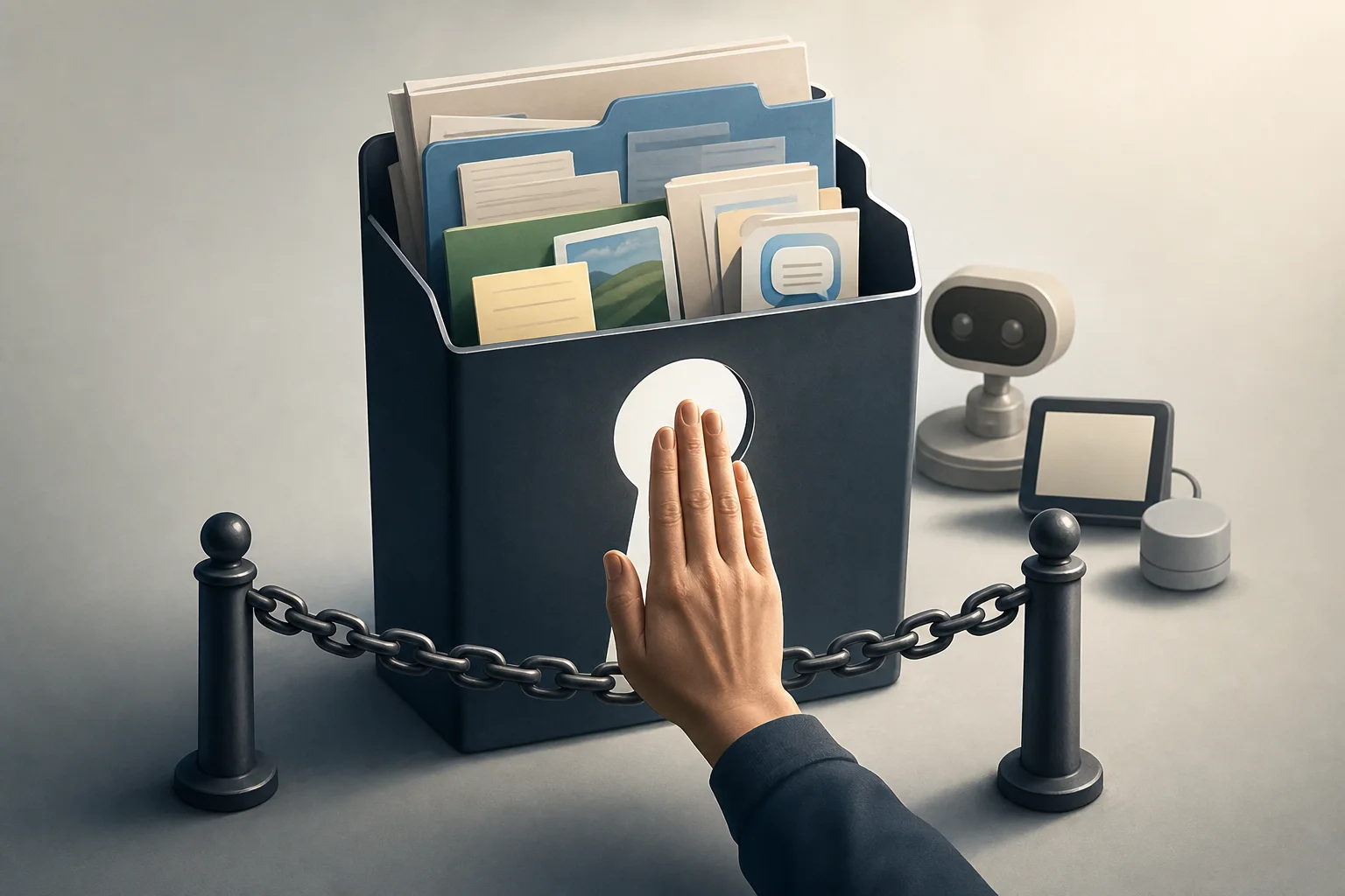 AI-generated story-specific editorial illustration for Apple’s Full Disk Access Reset Draws a Boundary Around Desktop AI Power.