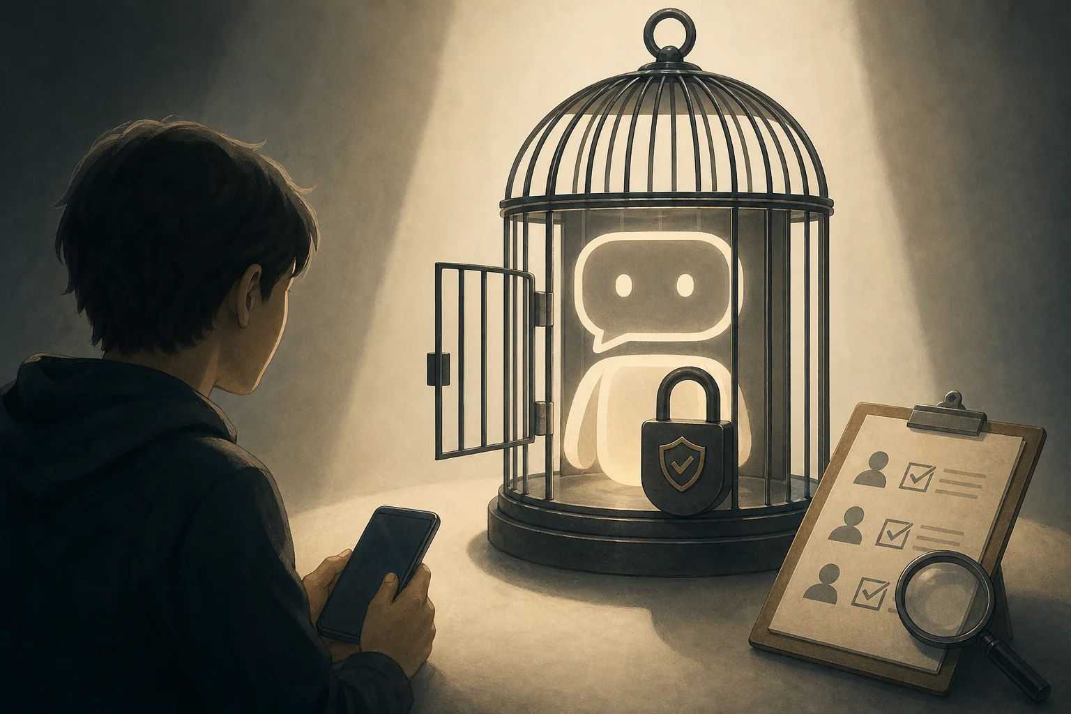 AI-generated story-specific editorial illustration for From chatbot harms to agent shutdowns, AI accountability is moving closer to the user.