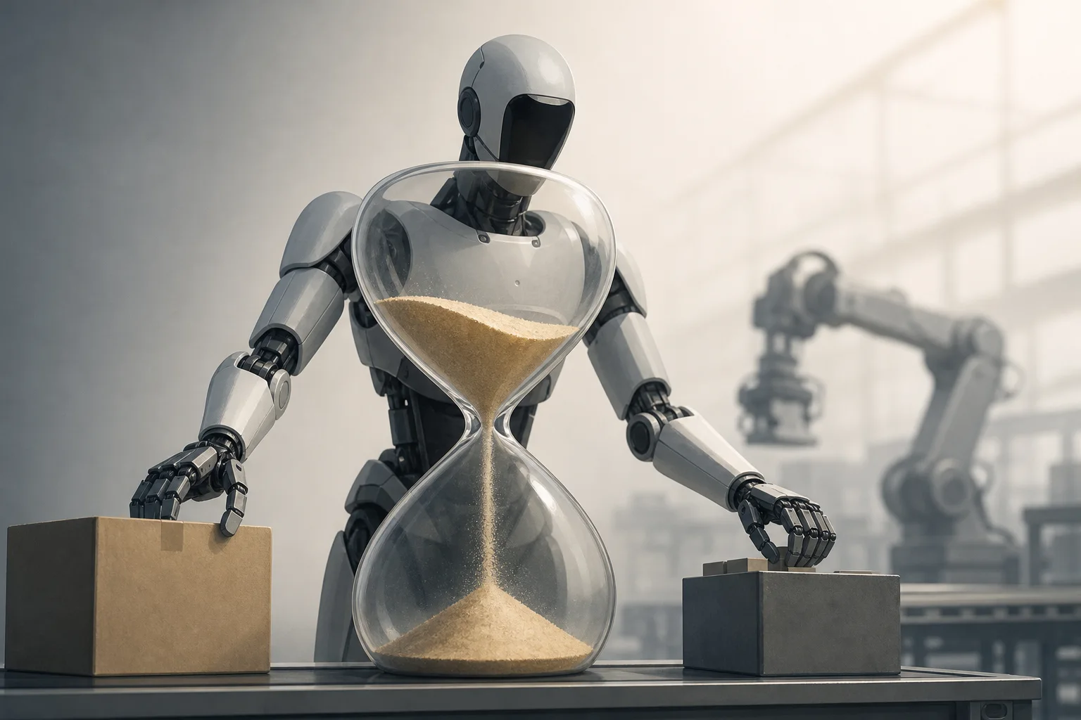 AI-generated story-specific editorial illustration for AGIBOT’s Worken Proposal Makes Robot Productivity the Test—But the Measurement Is Still Unproven.