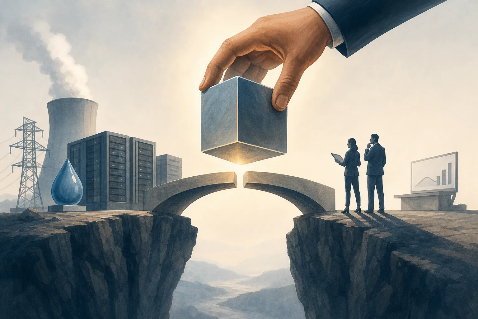 AI-generated story-specific editorial illustration for AI’s Next Compute Constraint May Be the Proof Behind the Financing.
