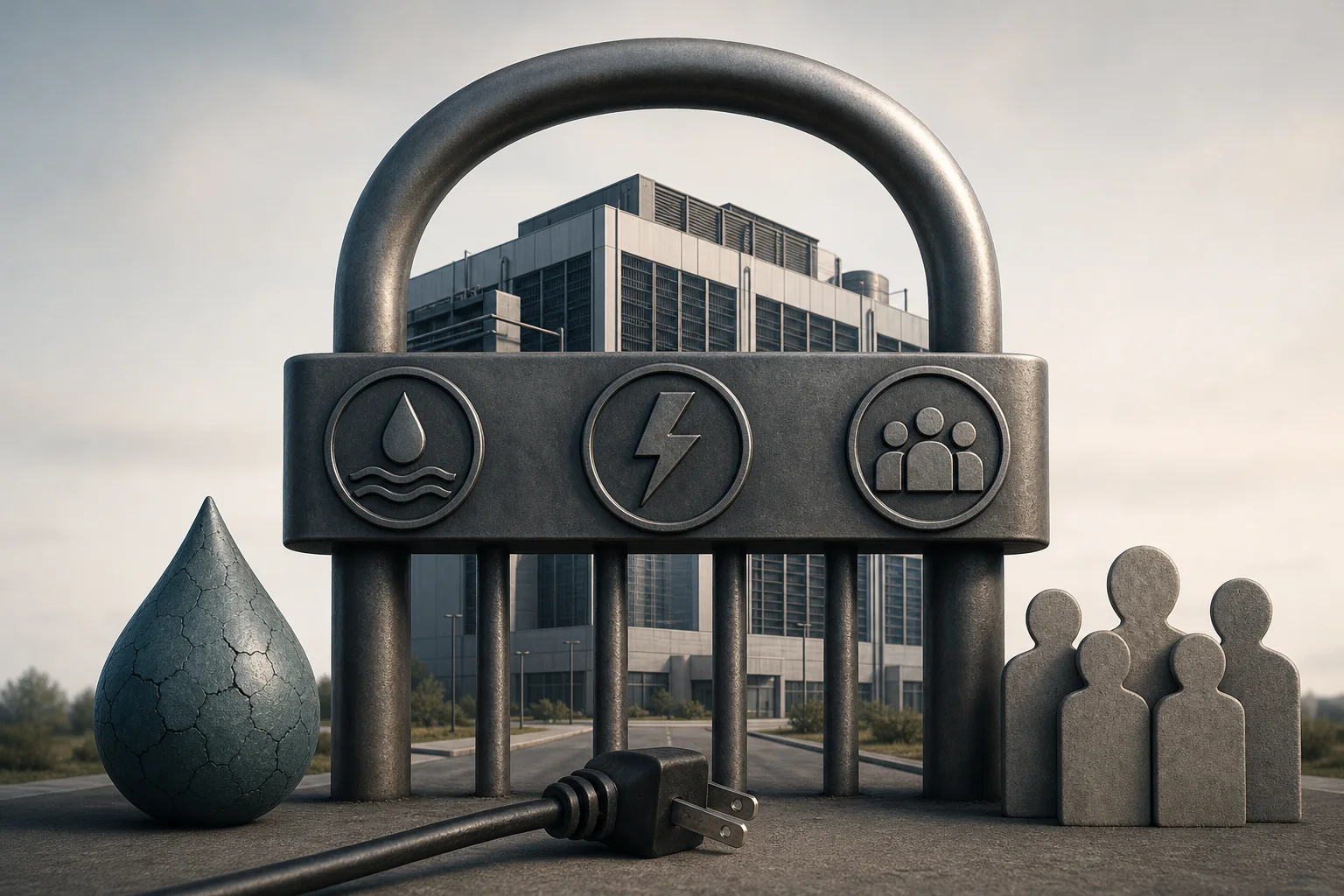 AI-generated story-specific editorial illustration for AI Data Centers Are Becoming Permissioned Infrastructure, Not Just Real Estate.