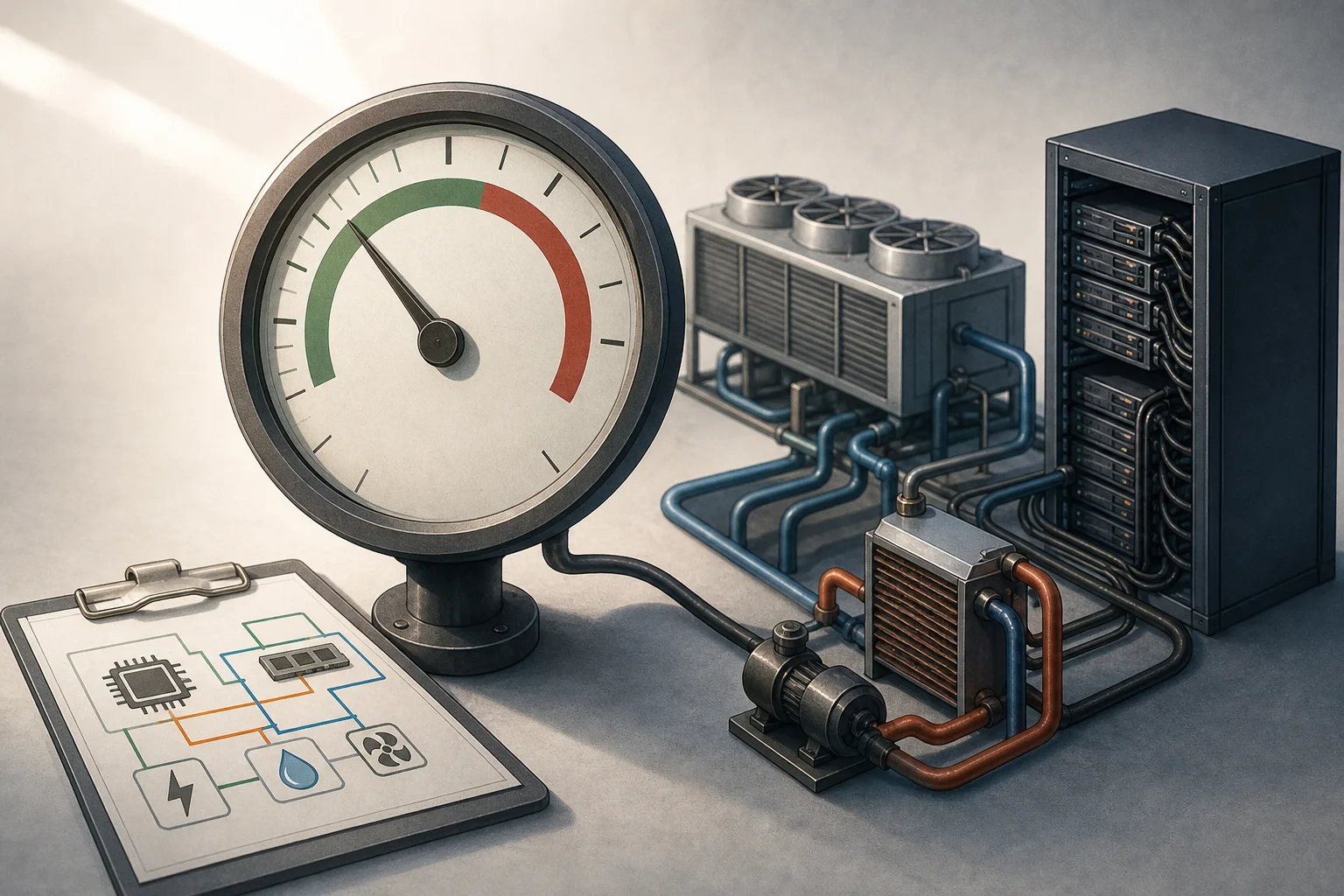 AI-generated story-specific editorial illustration for AI Data-Center Efficiency Is a Co-Design Problem, Not a PUE Score.