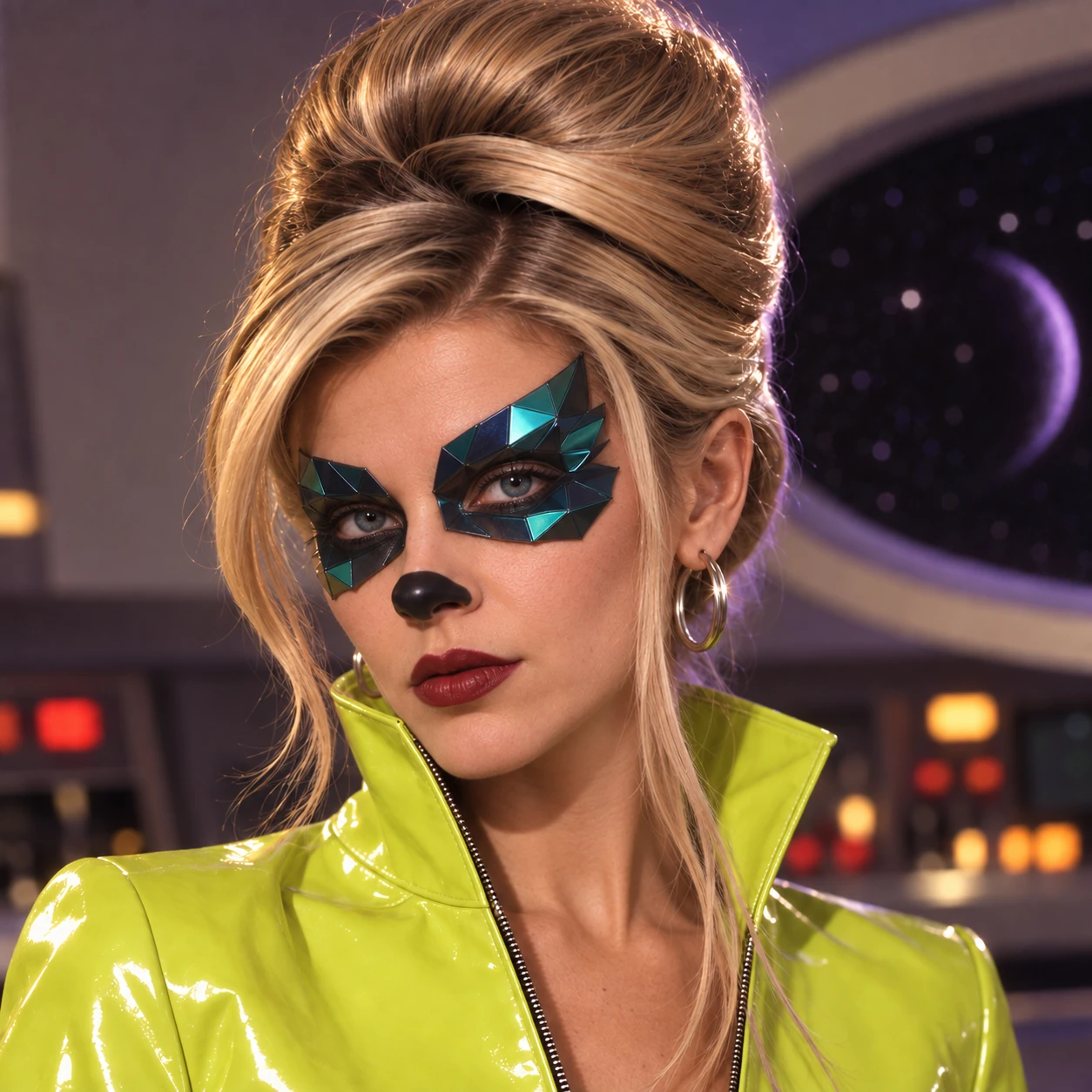 Canonical Citron face reference: the hair, eye treatment, nose and lip color used to anchor the performance identity.