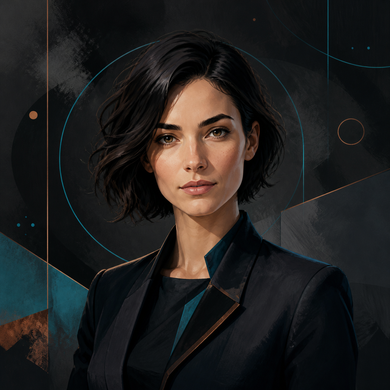 Illustrated AI persona portrait of Clara Petra.