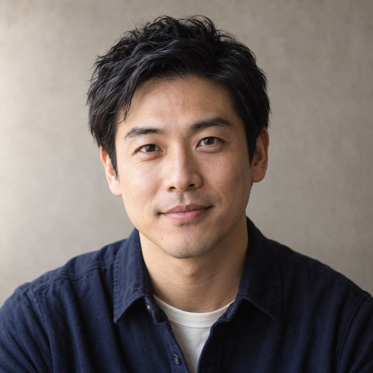 AI-generated photorealistic character portrait of Felix Park, a fictional OMIKINA editorial persona.